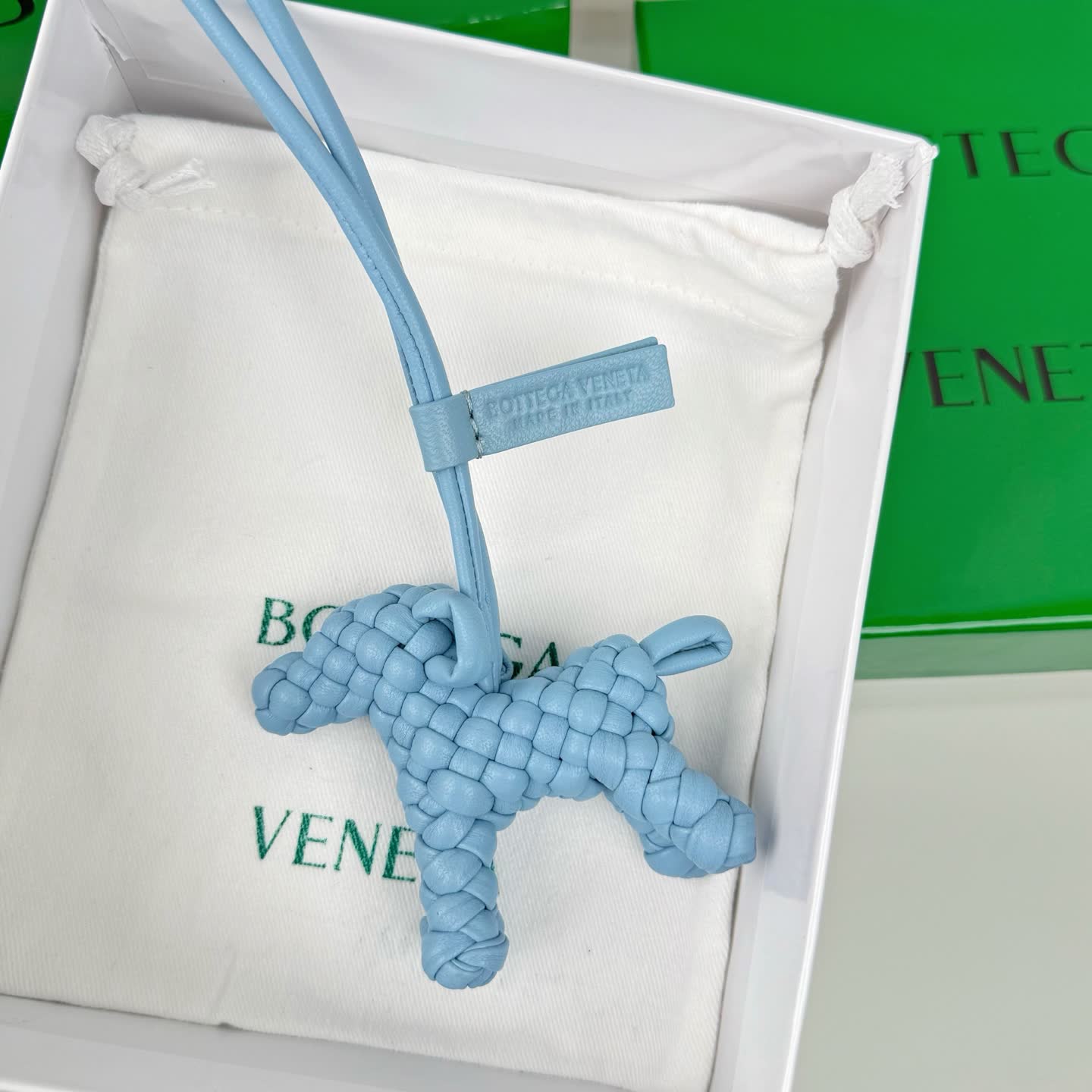 Bottega Veneta Blue Intrecciato Leather Keychain